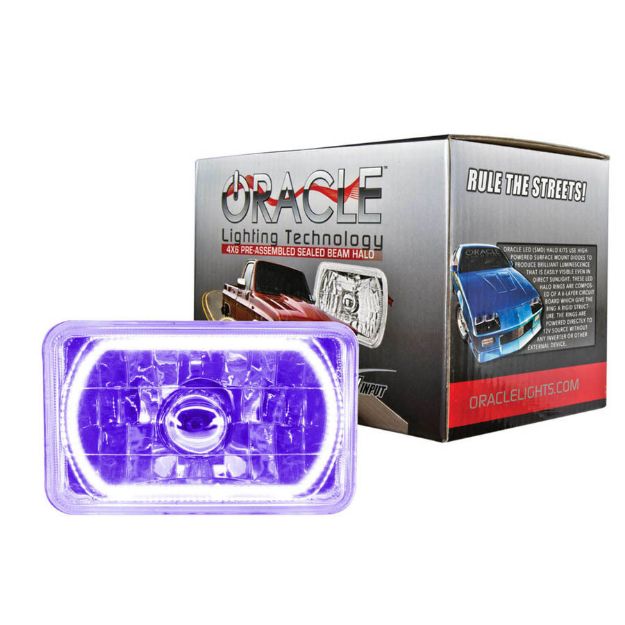 Picture of 4x6in Sealed Beam Head Light w/Halo Purple